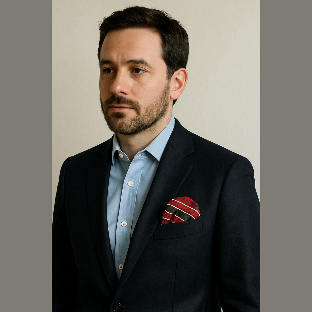 Red White Black Striped Pocket Square